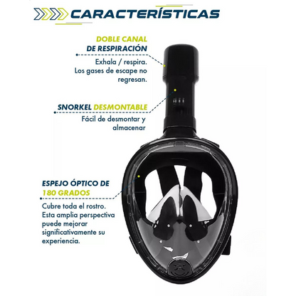 Mascara Buceo Careta Snorkel Full Face Soporte Cámara Gopro