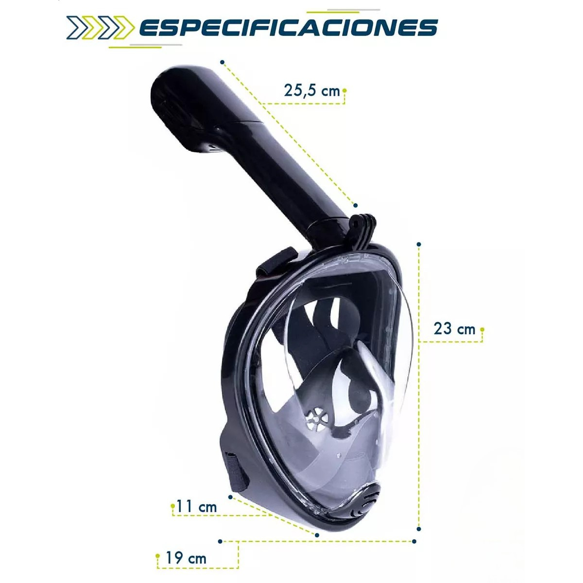 Mascara Buceo Careta Snorkel Full Face Soporte Cámara Gopro