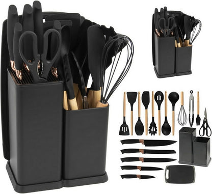 Set 19 Utensilios De Cocina En Silicona Con Tabla De Picar